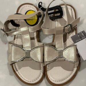 Primark Kids Cream And Silver Sandals with Glittery Bow